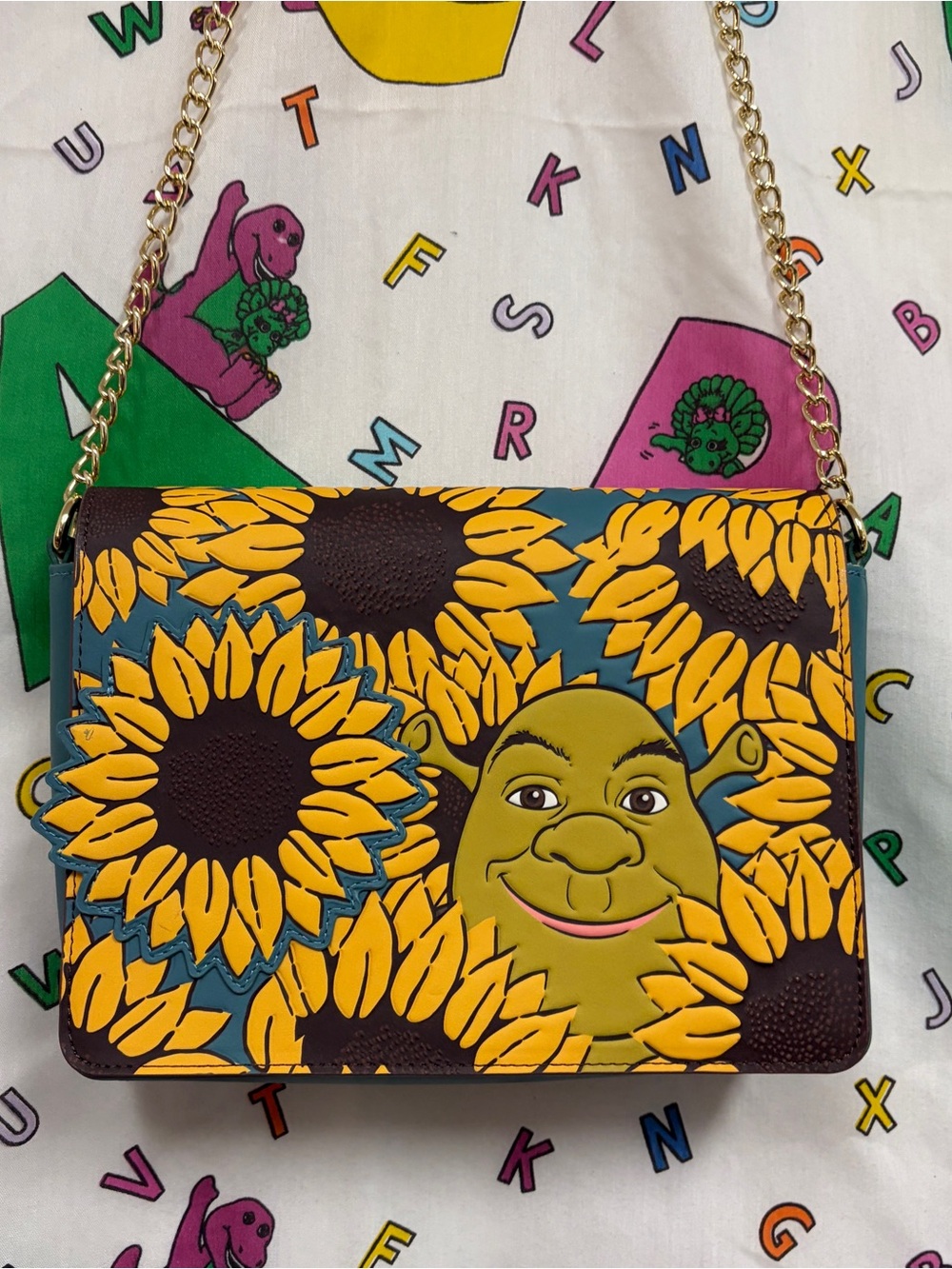 Loungefly Shrek Donkey Sunflowers Clutch CrossBody AdjustableStrap Bag